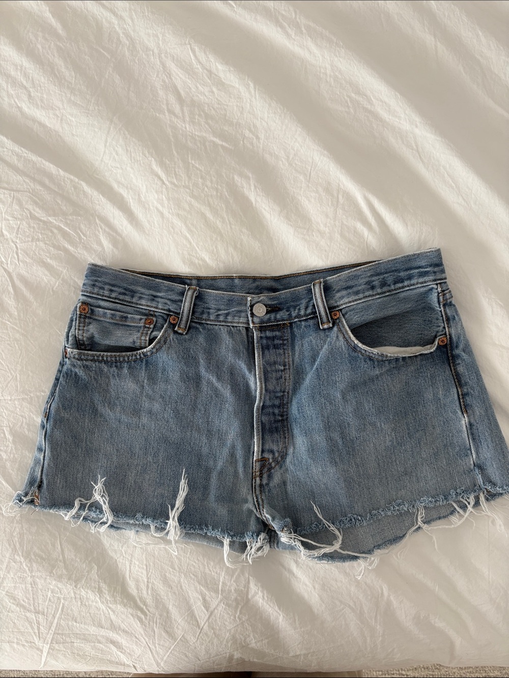 Vintage Levi's 501 Distressed Light Blue Denim Cutoff Shorts